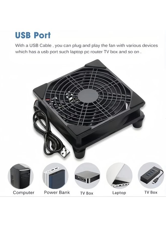 XFast Black USB Cooling Fan For Router Server Computer Chassis Lightweight Radiator - Image 5